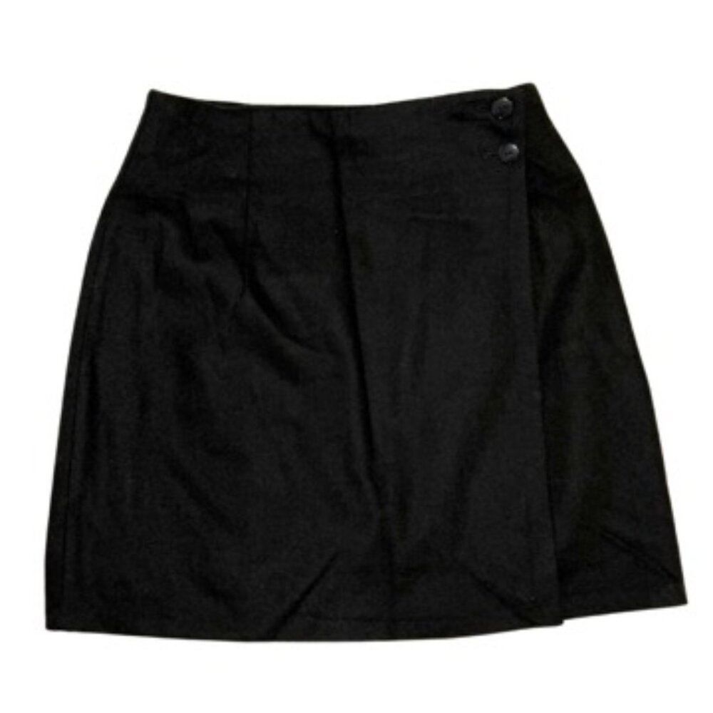 Vintage Wool Blend 90s Style Black Wrap Mini Skirt Juniors Size 9